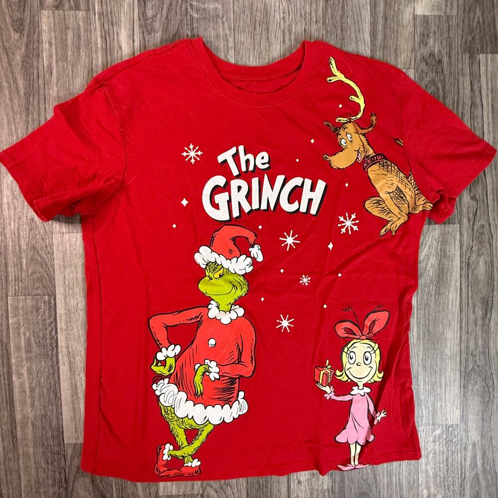 2023 The Grinch Holiday Graphic Tee L (11-13) Dr Seuss Kids Christmas Shirt